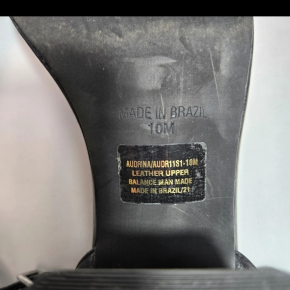 Steve Madden Black Leather Ankle Strap Chunky Black Heel Square Toe Sandal Sz 10 - Picture 7 of 8